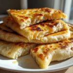 A stack of soft, golden brown naan bread pieces, one broken open to show the fluffy interior, drizzled with honey.