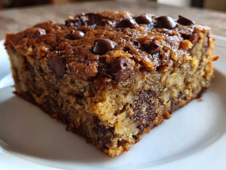 Amazing 1-Bowl Easy Bakerystyle Chocolate Chip Banana Close-up of a moist slice of Easy Bakerystyle Chocolate Chip Banana bread on a white plate.