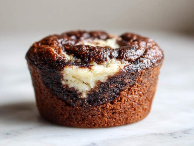 Easy Chocolate Cream Cheese Muffins: 12 Decadent Bites A single, rich chocolate muffin swirled with a creamy white center, representing Easy Chocolate Cream Cheese Muffins.