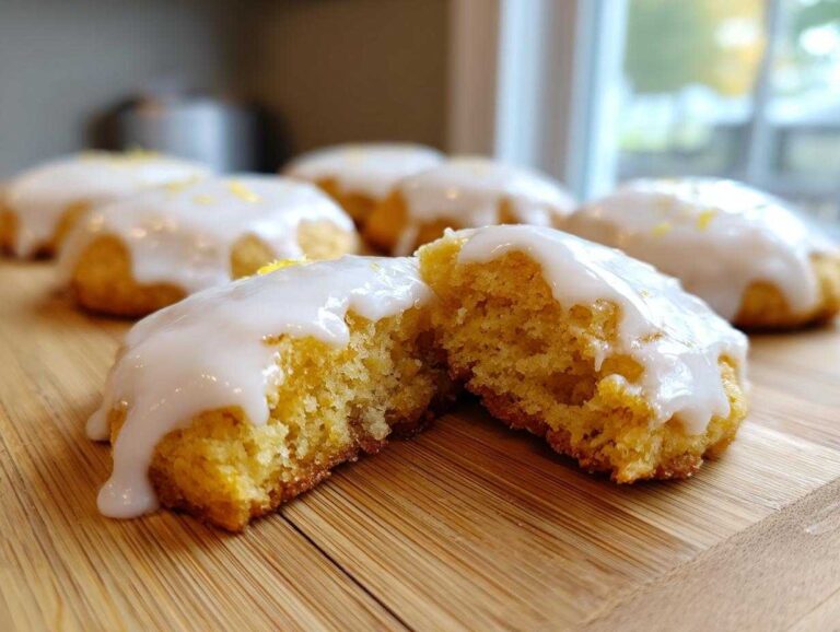 Amazing 24 Easy Spring Cookie Recipes Citrus Now A soft, yellow citrus cookie, broken in half to show the texture, topped with thick white glaze, part of several Easy Spring Cookie Recipes Citrus.